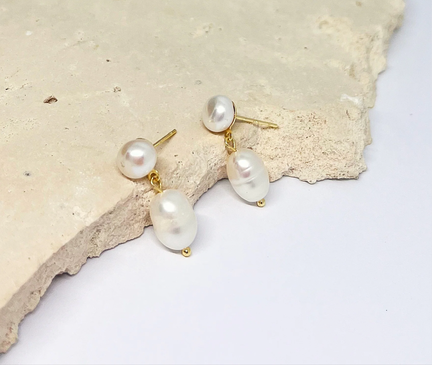 Lulu Freshwater Pearl Earrings - Gold