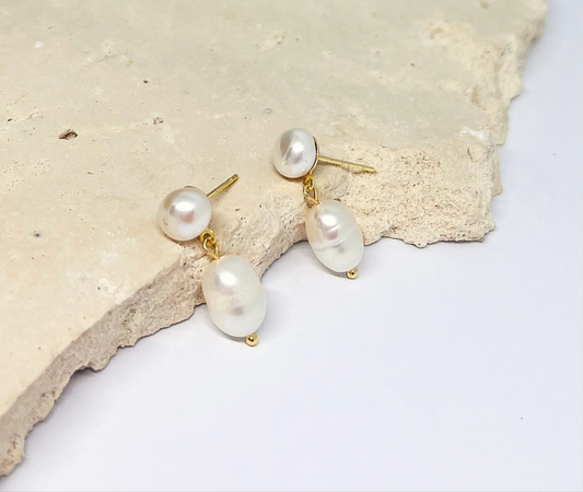 Lulu Freshwater Pearl Earrings - Gold