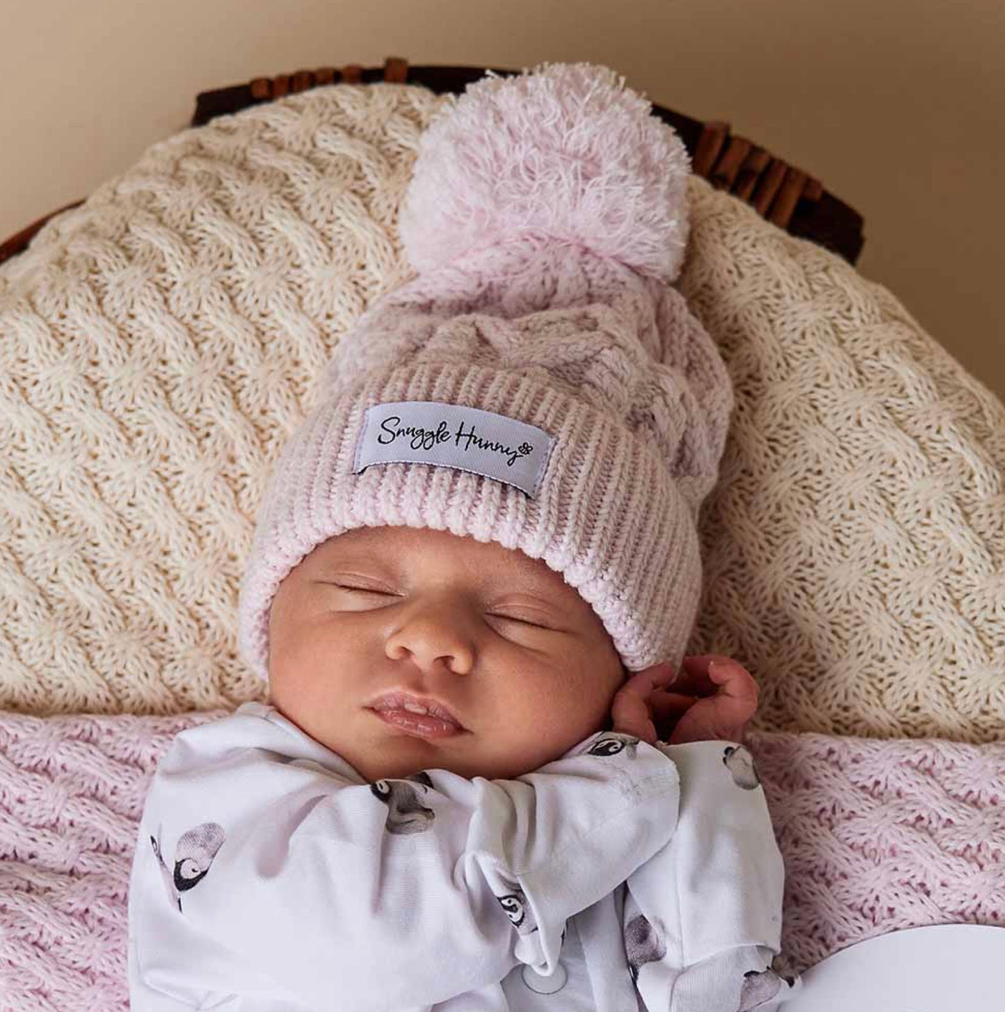 Organic Knitted Beanie - Blush Pink