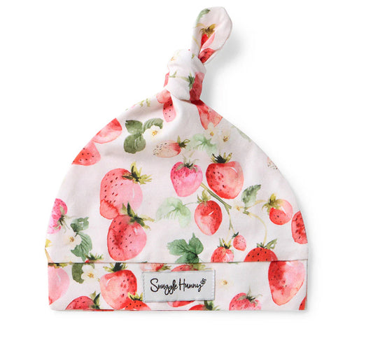 Organic Knotted Beanie - Strawberry