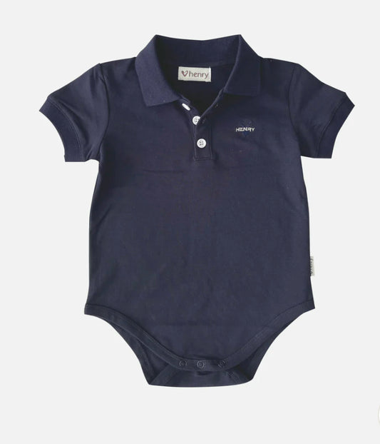 Polo Romper - Navy