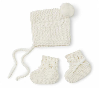 Merino Wool Beanie & Bootie Set  - Ivory
